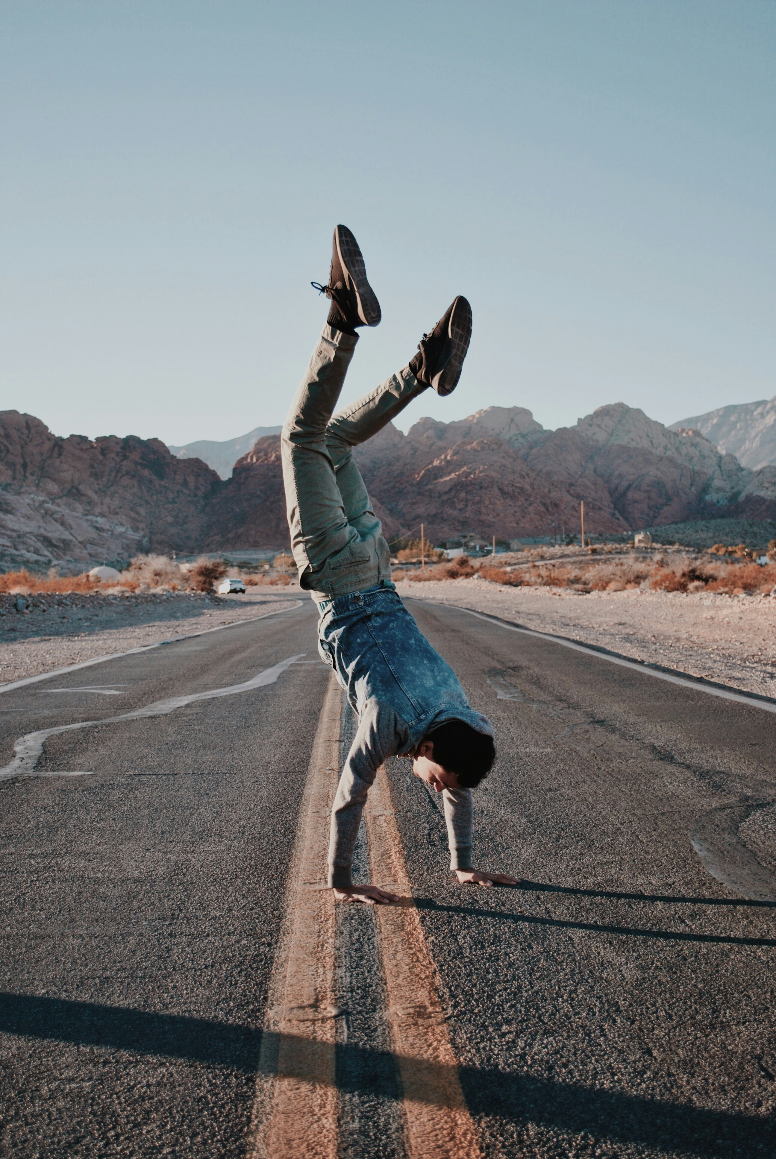 Posing on the road.